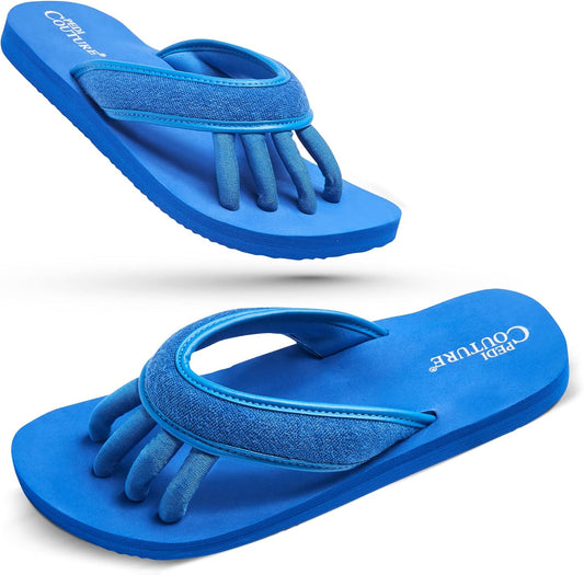 Pedi Couture Pedicure Sandals with Built In Toe Separators for Women - Comfortable Spa Style Flip Flops for Home, Salon, Yoga & Gym Use