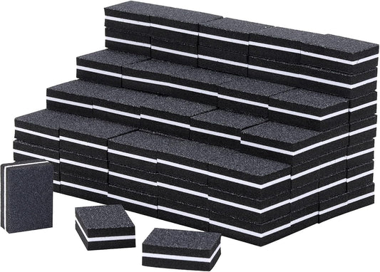 100 Pcs Mini Buffers for Nails 180/100 Grit Buffer for Acrylic Nails for Nail Care(Black)