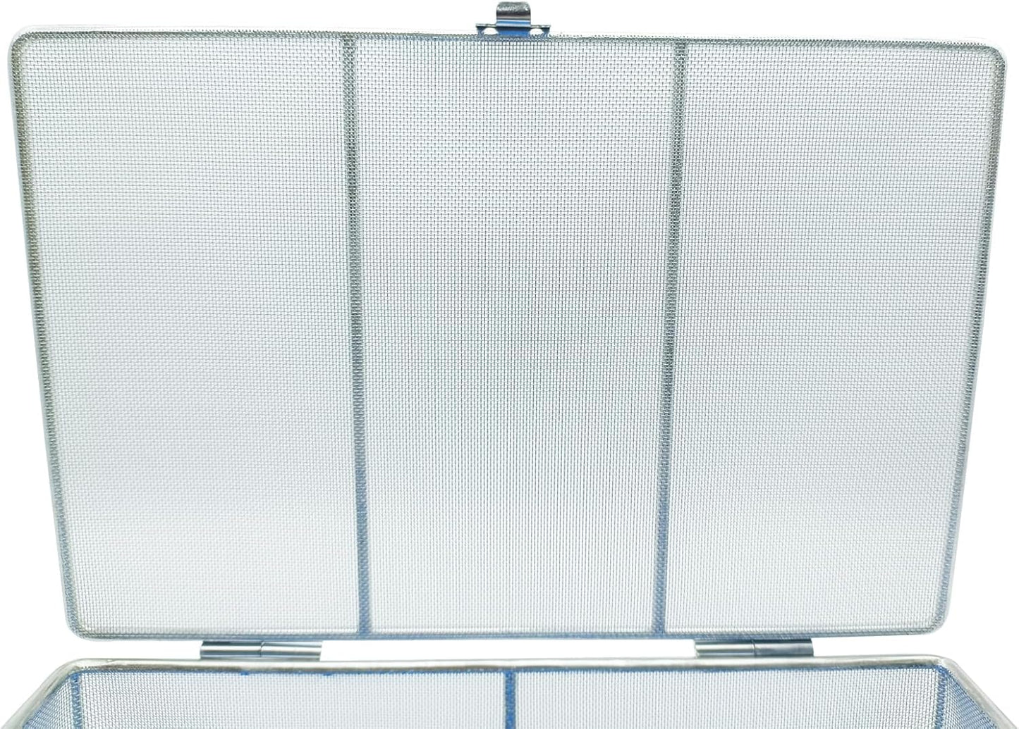 Instrument Tray with Silicone Mat&Lid, 11.81"x7.87"x2.75" (30x20x7cm), 304 Stainless Steel Sterilization Basket–Ultrasonic Perforated Mesh Tray for Ophthalmic, ENT Instruments, Cleaning&Sterilization