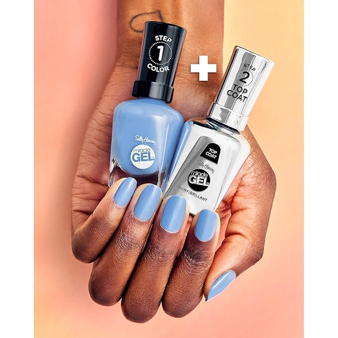 Sally Hansen Miracle Gel™, Mauve-olous and Shiny Top Coat Duo, Long Lasting, Gel-Like Formula, No UV Lamp Needed, Nail Polish Duo