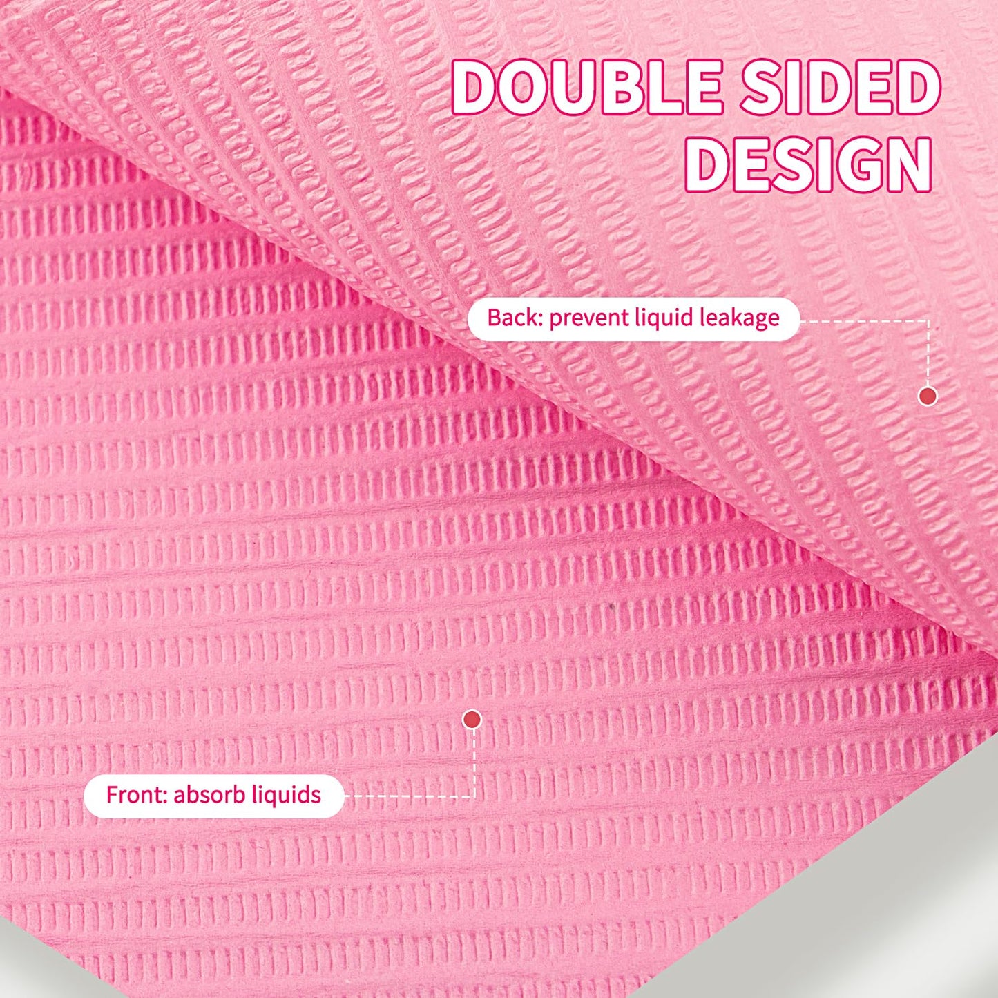 Gusnilo Nail Art Table Mat - Disposable Nail Paper Towels (50PCS) - Pink Waterproof 3-Ply Nail Art Paper 13" X 18" Pads for Nail Table Decoration Kit, Nail Art Accessories