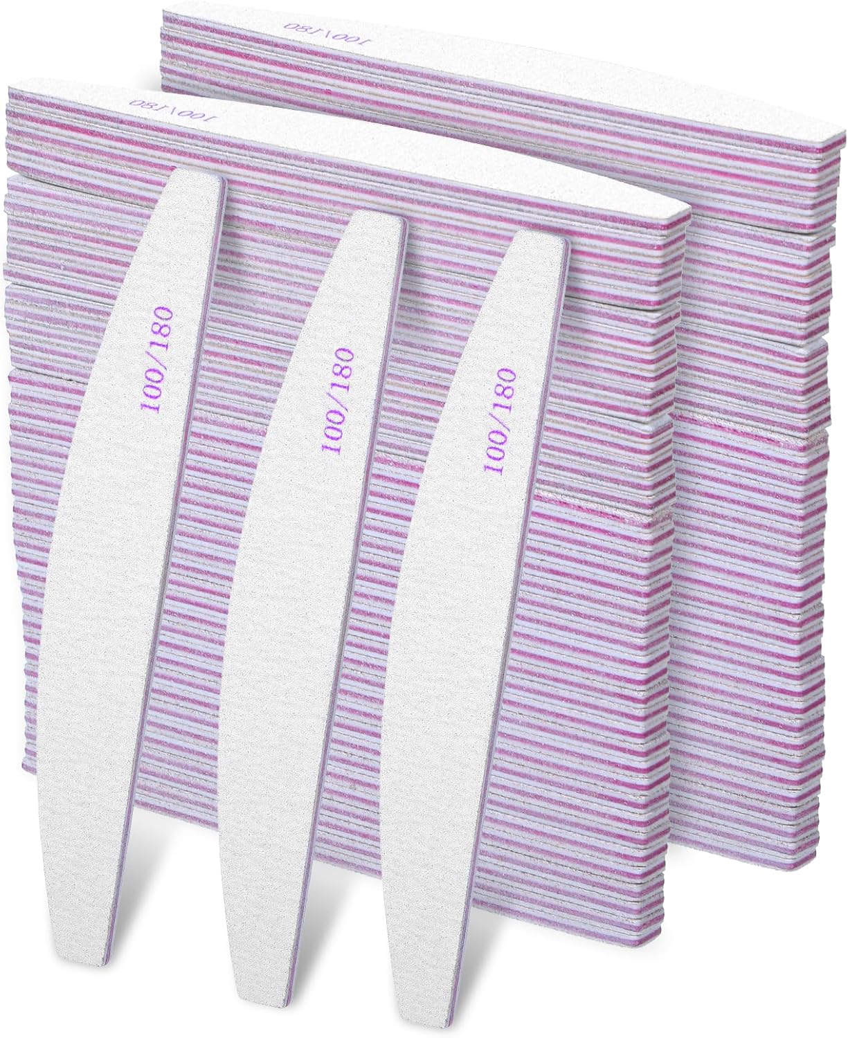 150 Pcs 100/180 Grits Nail Files, Doubled Sided Emery Boards Reusable Nail Files Manicure Tools for Acrylic Natural Toenails Home and Salon