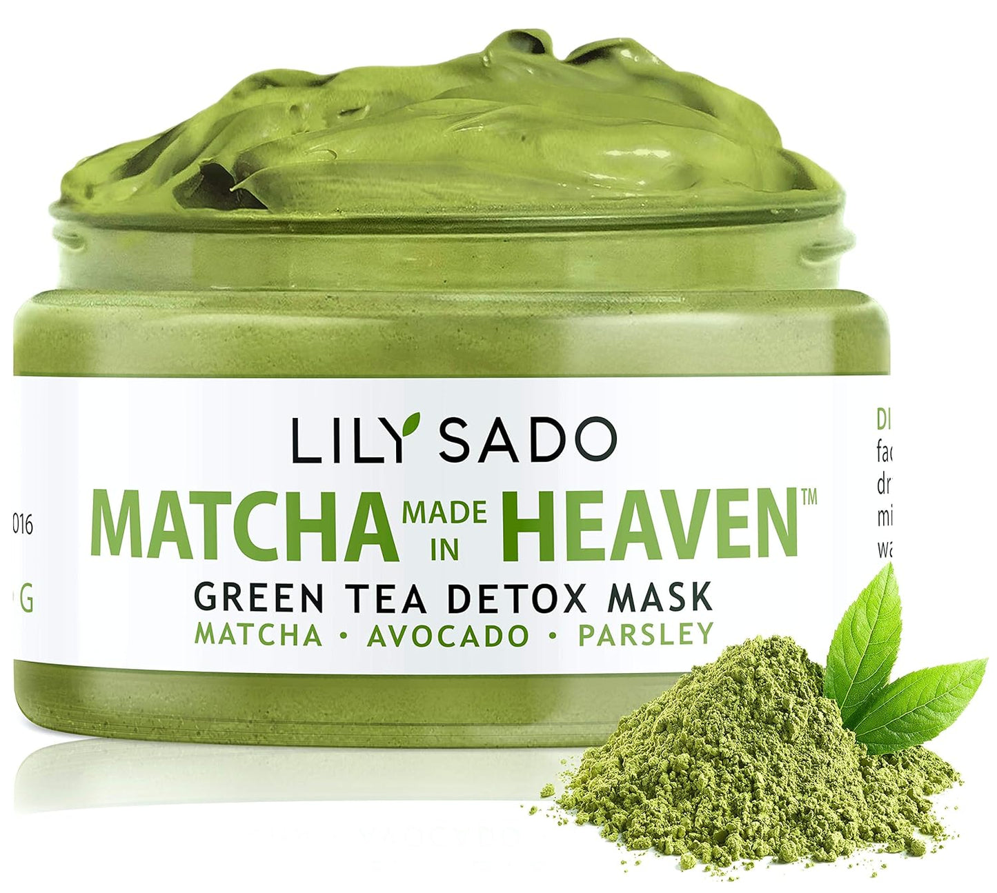 LILY SADO MATCHA MADE IN HEAVEN™ Green Tea Matcha & Avocado Face Mask - Natural Organic Vegan Facial Mask - Anti-Aging Antioxidant Defense Against Acne, Blackheads & Wrinkles – Get Visible Results