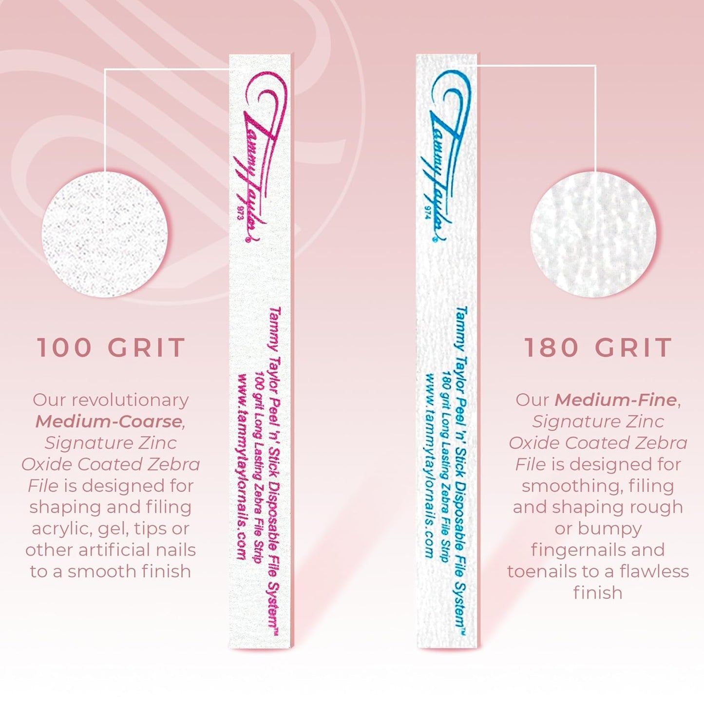 Tammy Taylor 100 Grit Acrylic Finger Nail Files for Women, 100/180 Limas Para Uñas & Emery Boards for Nails, Professional Manicure Tools, Salon Art Supplies & Accessories, Disposable Fingernail File