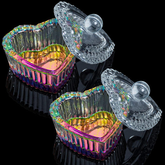 AORAEM 2PCS Nails Tips Art Dappen Dish with Lid Acrylic Liquid Powder Dappen Monomer Dish Glass Crystal Cup Glassware Tools for Professional Use and Home Use