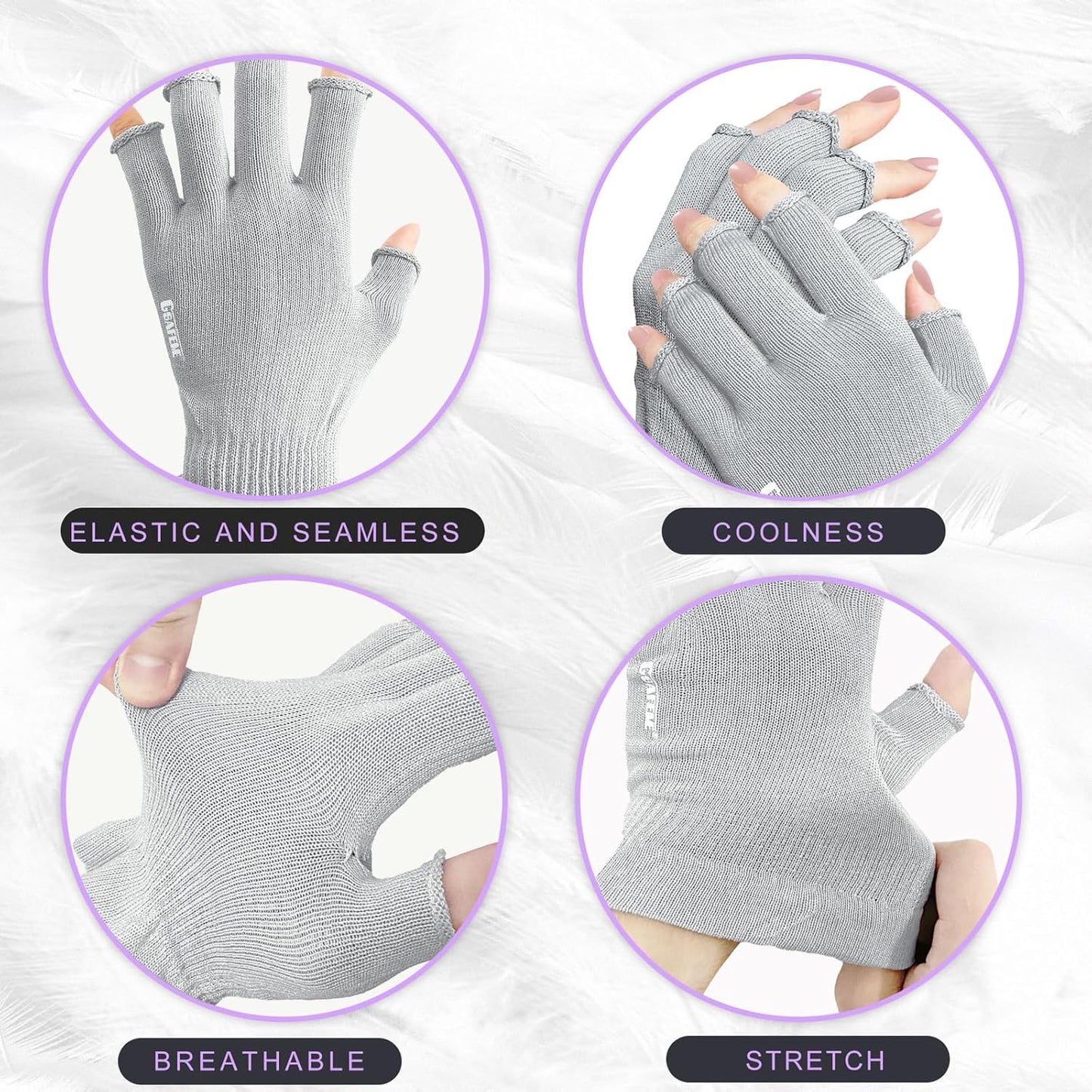 GSAFEME Cotton Gloves Eczema - Fingerless Touchscreen Moisturizing Gloves for Dry Hand Sleeping - Cotton Gloves for Men and Women, Gray L/XL 1 Pair
