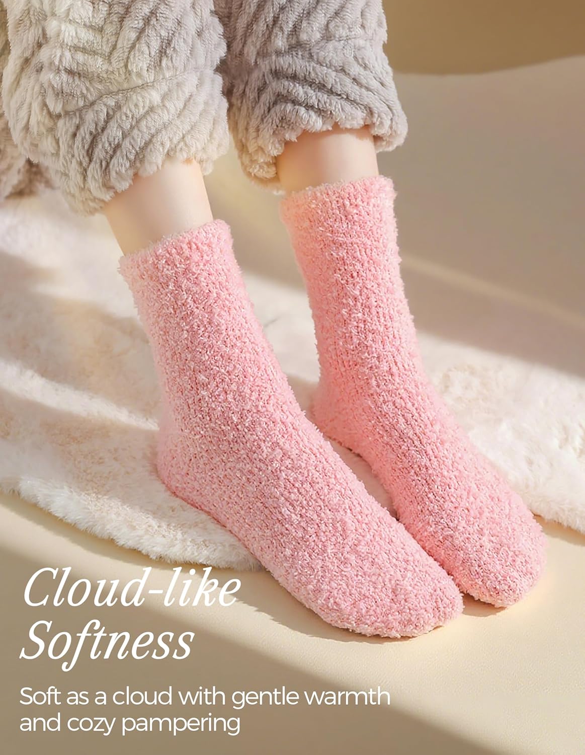 TEHOOK Warm & Cozy Gifts for Women, Stocking Stuufers, Fluffy Fuzzy Plush Sleeping Slipper Socks - Soft Warm Fabric