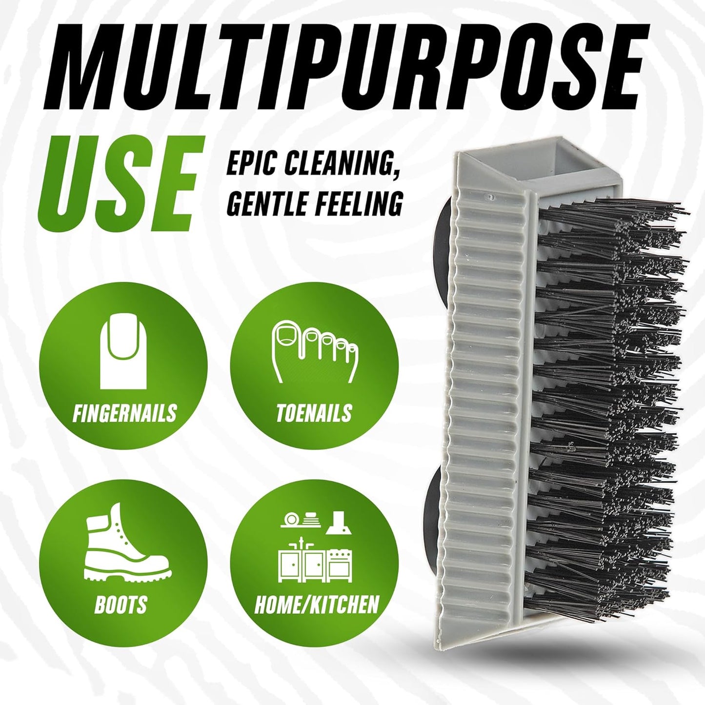 Grip Clean Nail Brush for Cleaning Fingernails – Heavy Duty Nail Brush with Extra Stiff Bristles - Fingernail Brush & Nail Scrubber Brush with Suction Cup Backing for Men & Women - 4 Pack