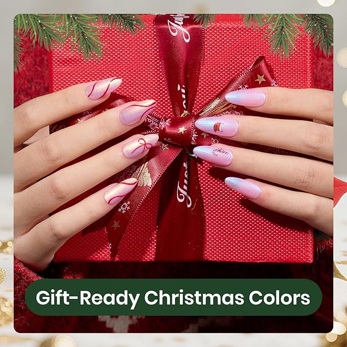 Beetles Christmas Gel Nail Polish Set – Dreamscape in Snow Pearl Gel Polish, 6 Color Winter Pink Purple Blue Yellow Festive Gel Nail Kit, Soak Off UV LED Nail Drawing Manicure Holiday Gift for Women