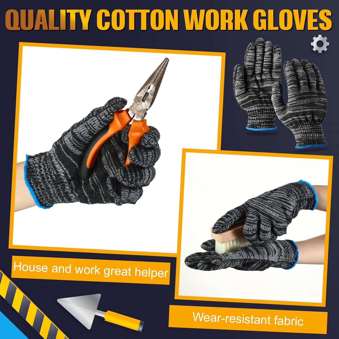 Sureio 100 Pairs Cotton Gloves Hand Cotton Liners Safety Knitted Polyester Gloves for BBQ Roping Men Women