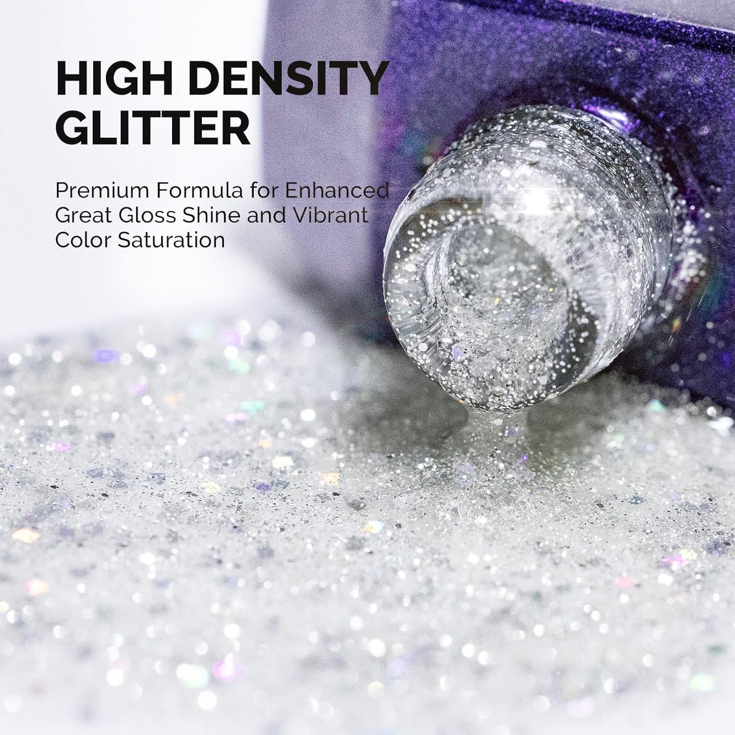 MelodySusie Galaliver Glitter Gel Nail Polish, 15ML Sparkly Shimmer Gel Polish Soak Off UV LED Cured Long Lasting Gift for Women DIY Nail Design Nail Art Manicure Colorful Silver X09