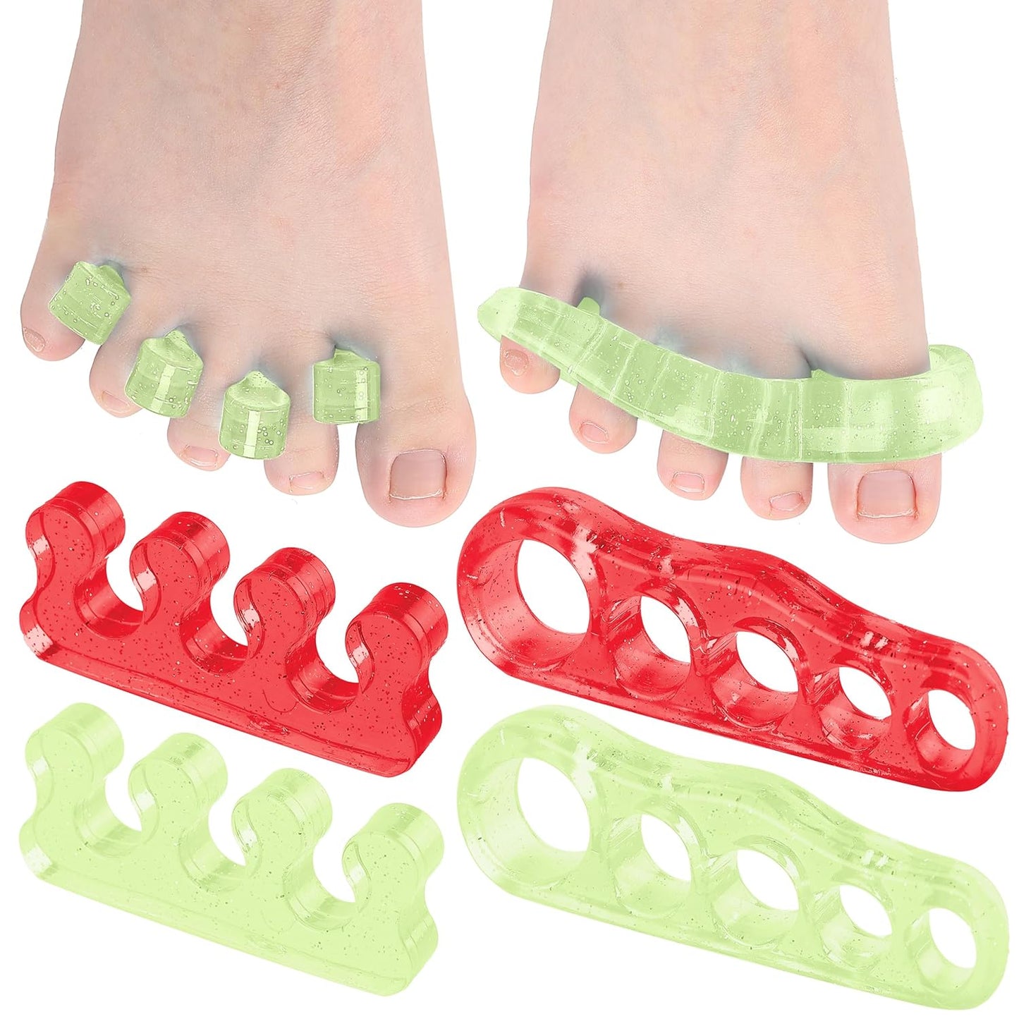 Dr. JK- ToePal Gel Toe Separator, 4 Pairs, Toe Spacers, Bunion Corrector, Turquoise & Pink, Christmas Gifts