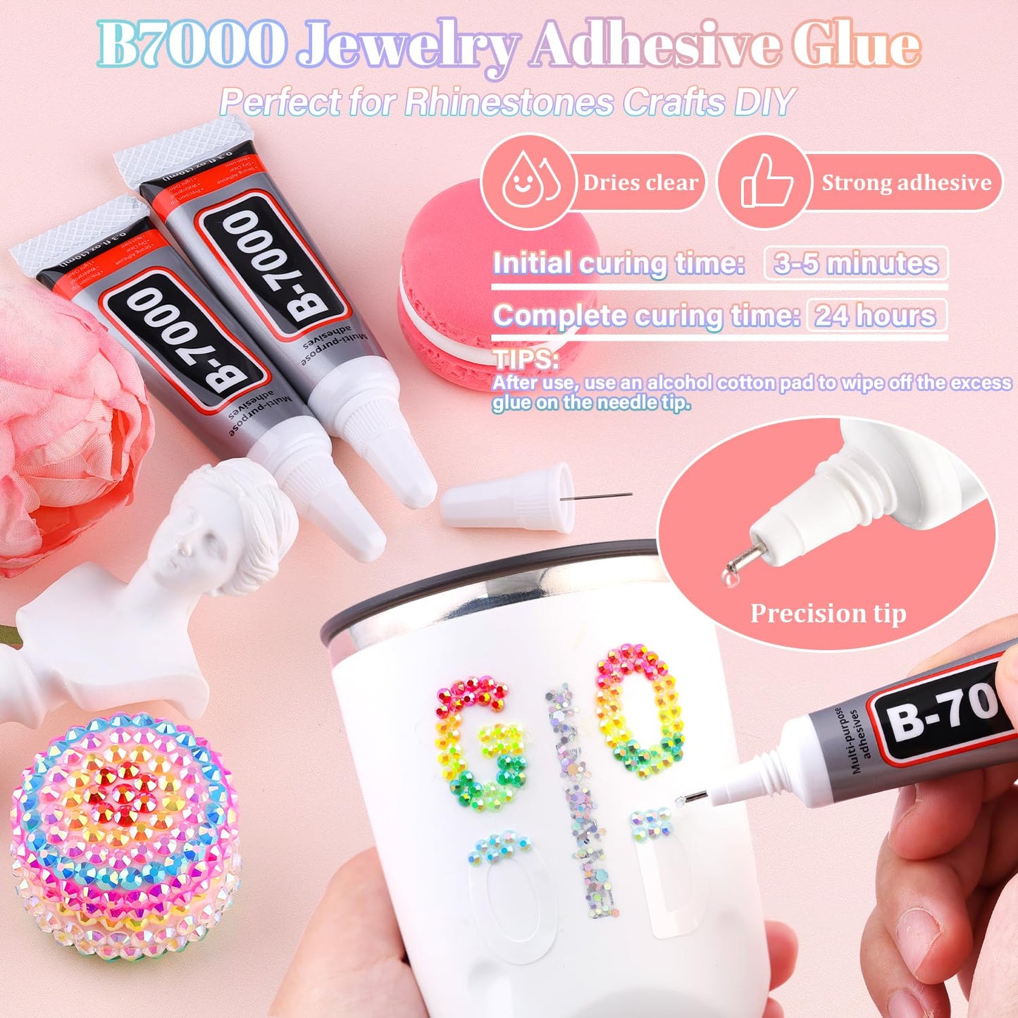 24000Pcs Resin Rhinestones for Bedazzling with B7000 Jewelry Glue, Colorful 3mm Non Hotfix Flatback Gems, Rhinestones for Crafting DIY Crafts Clothing Tumblers Mugs Shoes Fabric Decor Nail Art