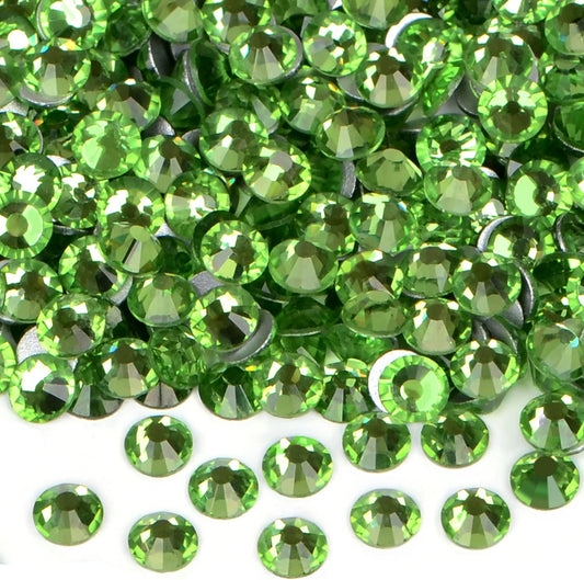 2880PCS Art Nail Rhinestones Non Hotfix Glue Fix Round Crystals Glass Flatback for DIY Jewelry Making with one Picking Pen (ss6 2880pcs, Peridot)
