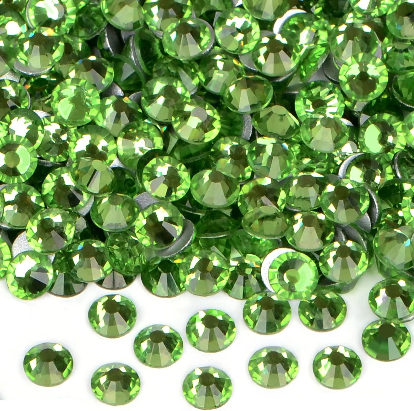 2880PCS Art Nail Rhinestones Non Hotfix Glue Fix Round Crystals Glass Flatback for DIY Jewelry Making with one Picking Pen (ss10 2880pcs, Peridot)