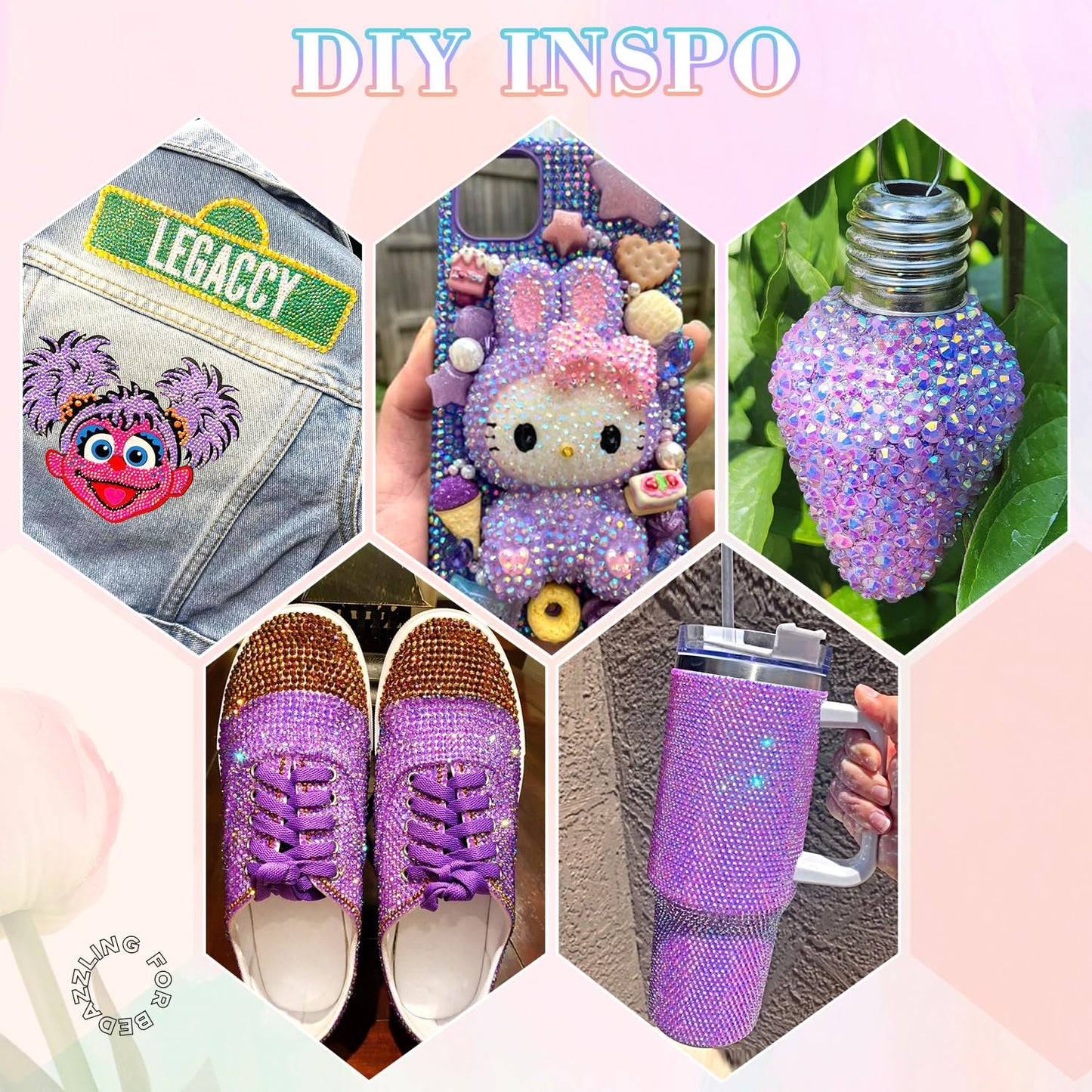 30000Pcs Resin Rhinestones for Bedazzling with B7000 Jewelry Glue, Lavender Purple AB Flatback Gems Rhinestones for Crafting, Clothing Tumblers Mugs Shoes Fabric Decor Nail Art