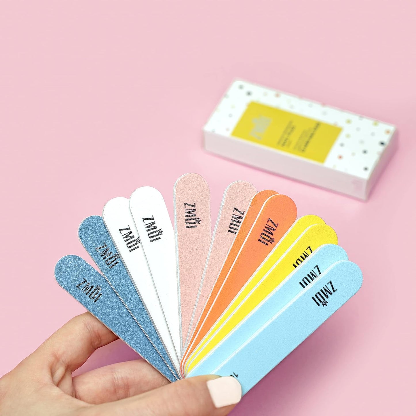 Professional Mini Nail File – 12 Stylish - Practical Fingernail File Pack for Natural and Acrylic Nails 100/180 Emery Boards (Peacock Color)