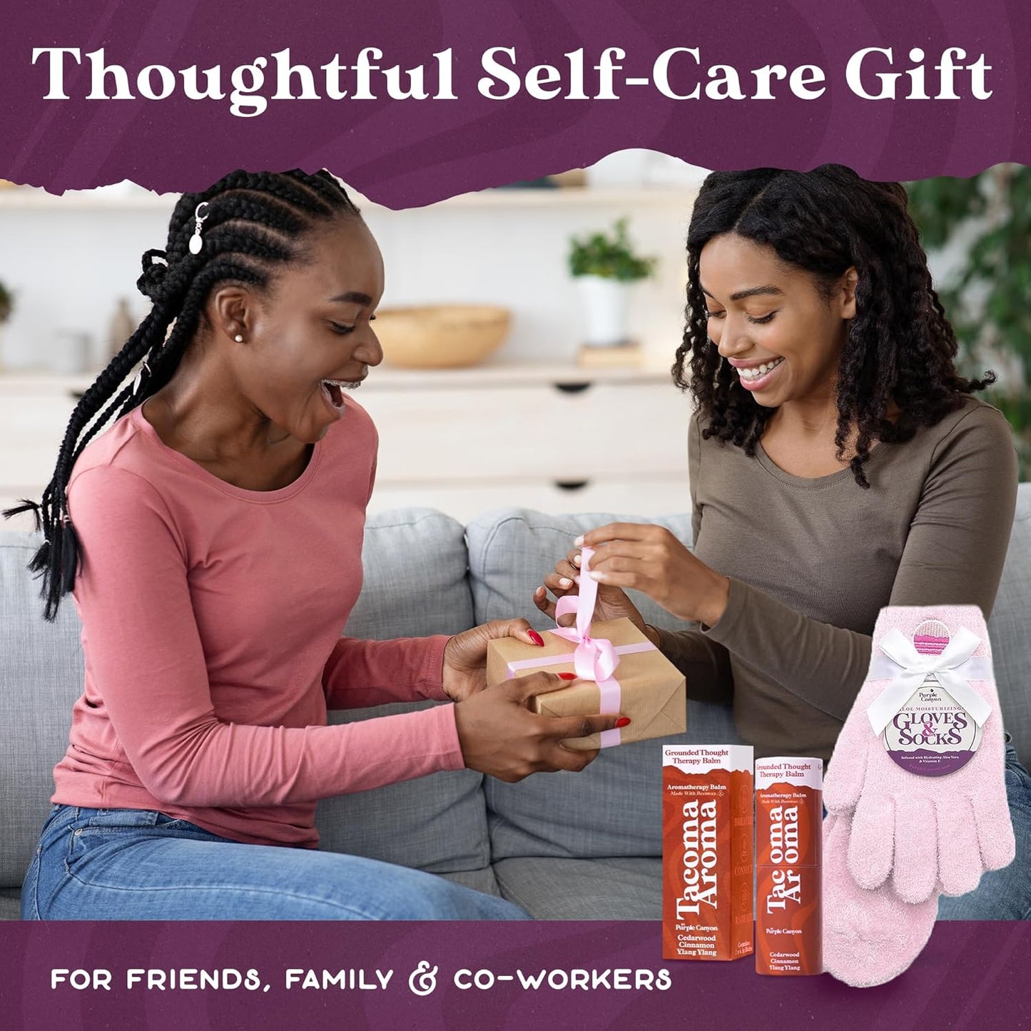 Purple Canyon Moisturizing Socks & Gloves and Heel Balm Foot Care Kit | Pink Socks and Gloves Infused with Aloe Vera and Vitamin E | Cracked Heel Treatment for Self Care