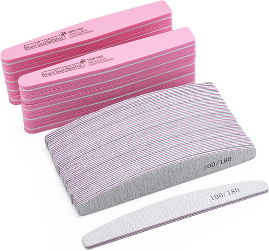 35 Count 100/180 Grit Nail Files and Buffers Set, Double Sided Emery Boards Washable Buffing Blocks for Natural Nails and Acrylic Nails