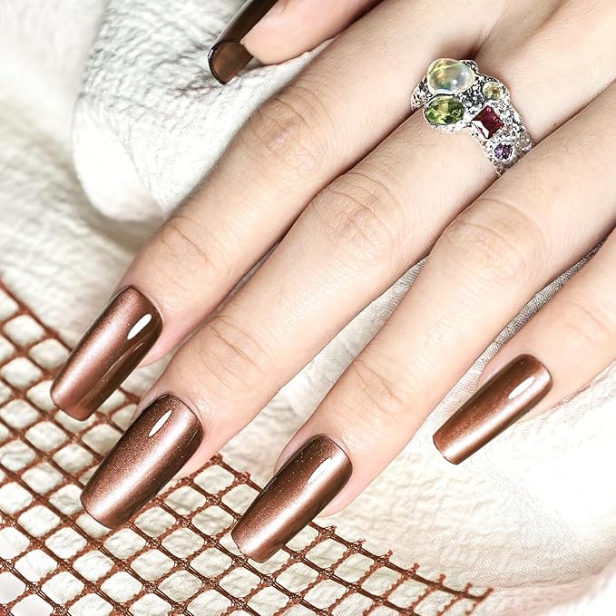 JODSONE Dark Brown Cat Eye Gel Nail Polish 16.5ml Glitter Magnetic Reflective Translucent Need U V Curing Salon Gift for Girl Women