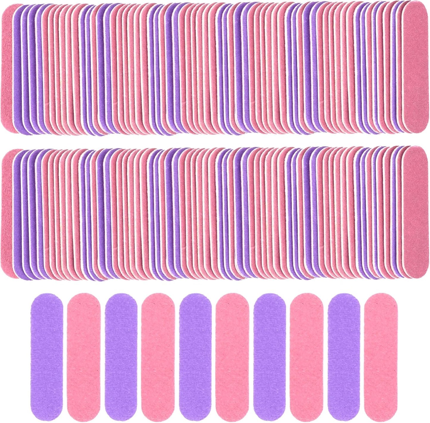 Mini Nail File Bulk 300Pcs (180/240 Grit), Disposable Nail Files Double Sided Emery Boards Home or Professional Manicure Tools(Purple and Pink)