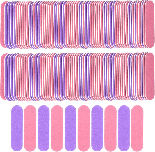 Mini Nail File Bulk 300Pcs (180/240 Grit), Disposable Nail Files Double Sided Emery Boards Home or Professional Manicure Tools(Purple and Pink)