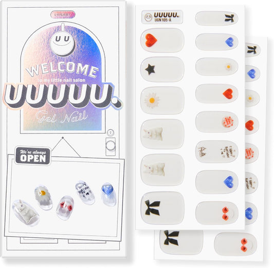 UUUUUU Semi Cured Gel Nail Strips | Salon-Quality | UV Free Gel Nail Wraps for Women | Easy Peel&Stick | Long-Lasting up to 14 Days | 28 Strips Set+File & Wipes | Gift-Ready (UGN105 Birthday Girl)