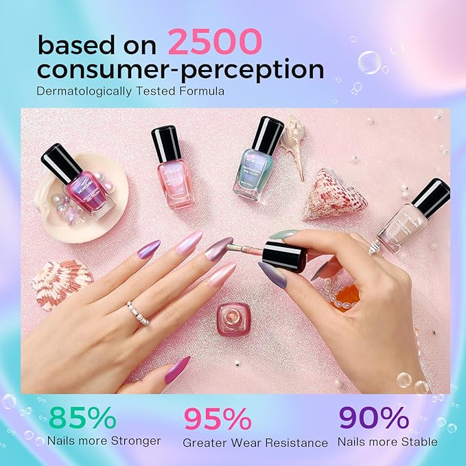 Morovan Pearl Nail Polish Set: Glitter Mermaid Iridescent Polish 2025 Mini Shimmer Pink Green Blue Nude Coral Cream Summer Manicurist nail polish for Women Girls Gift