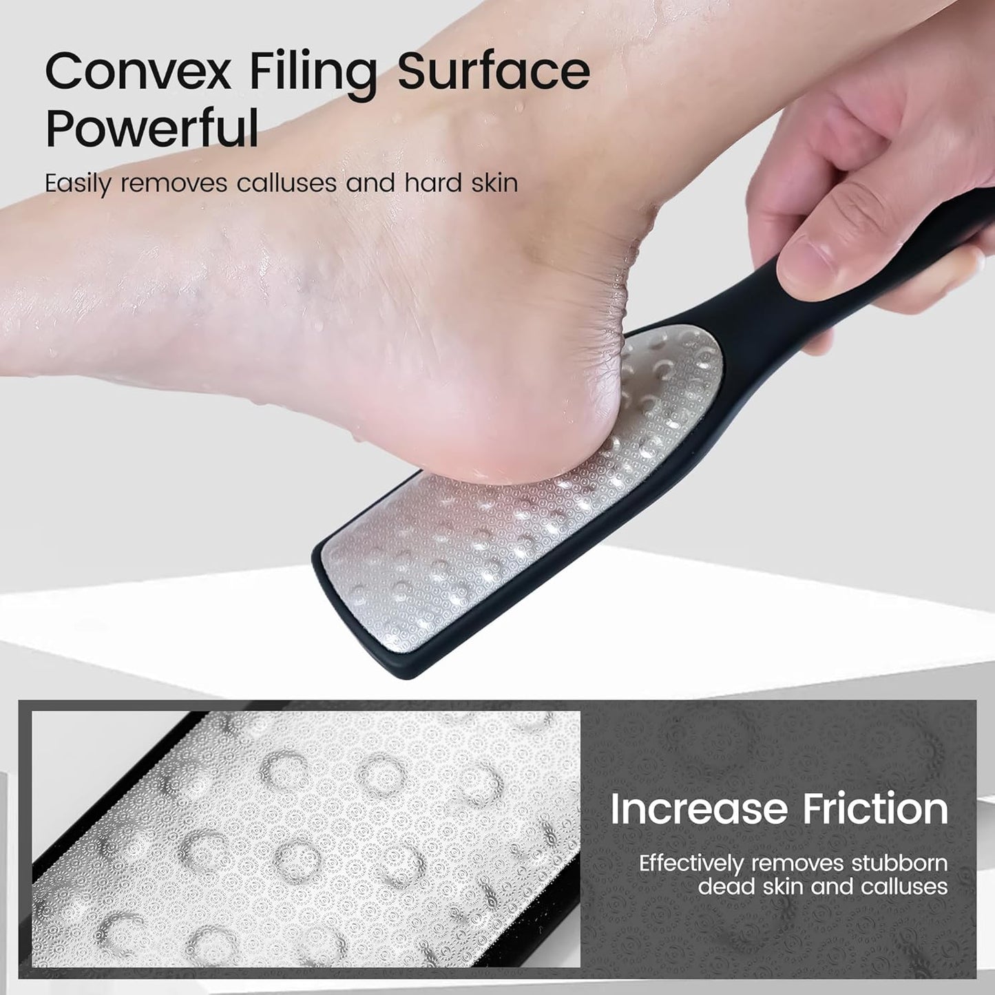 YTD likomey Coarse Fine Double Sided Foot File,Super Durable Stainless Steels Foot Scrubber,for Wet or Dry Feet Callus Dead Skin Hard Skin Pedicure Remover Tool with Built-in Mini File