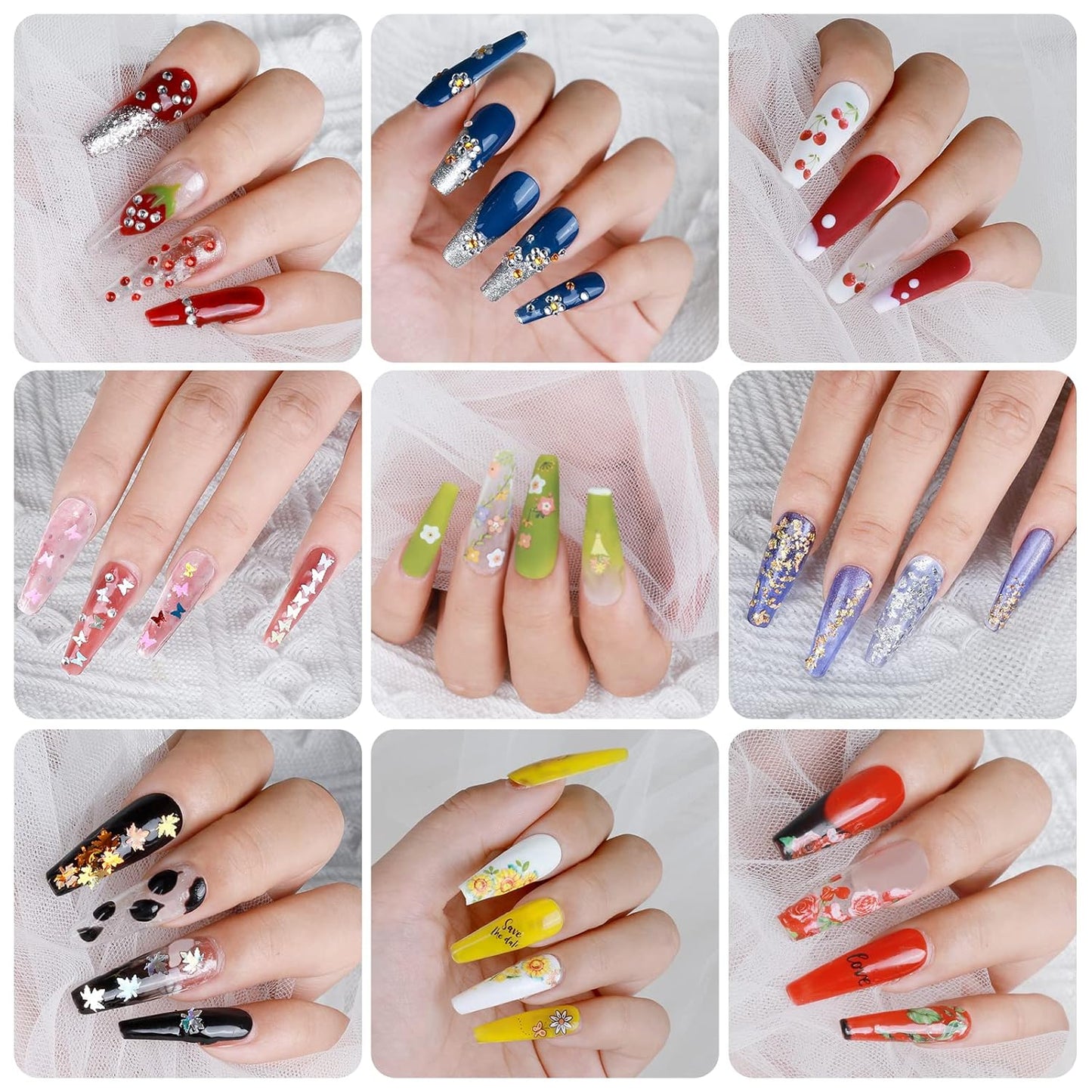 Teenitor Nail Art Decoration with 12 Sheets Nail Art Stickers for Nail Art, Butterfly Nail Foil Stickers, Nail Sequins and Rhinestones, Self-Adhesive Nail Sticker Decals for Nails Art Design