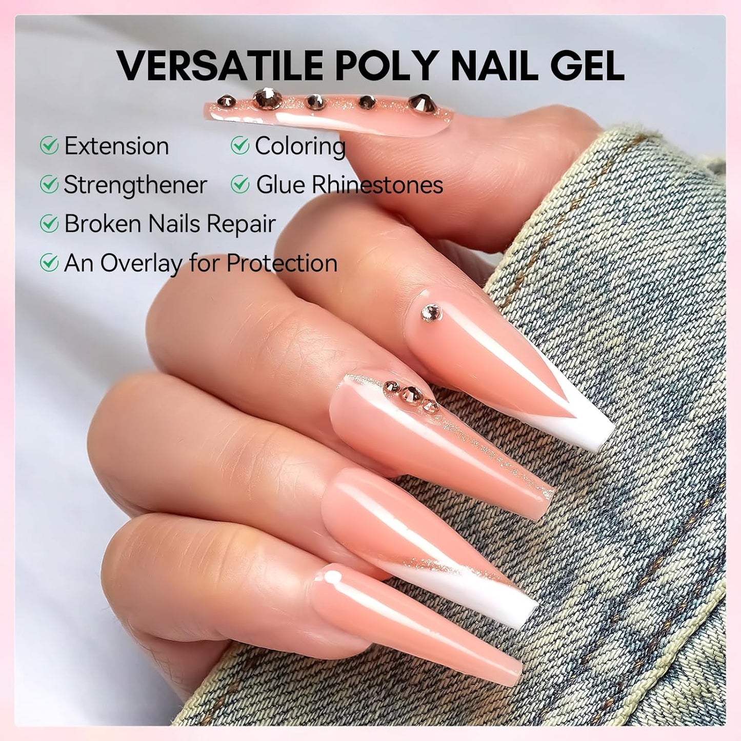 Makartt Poly Nail Gel：Builder for Extension and Strengthener, Tender Nude Pink, 50 ML, Strong and Half Solid Texture, Long-Lasting and Easy to Use Manicure Supplies-Peachy