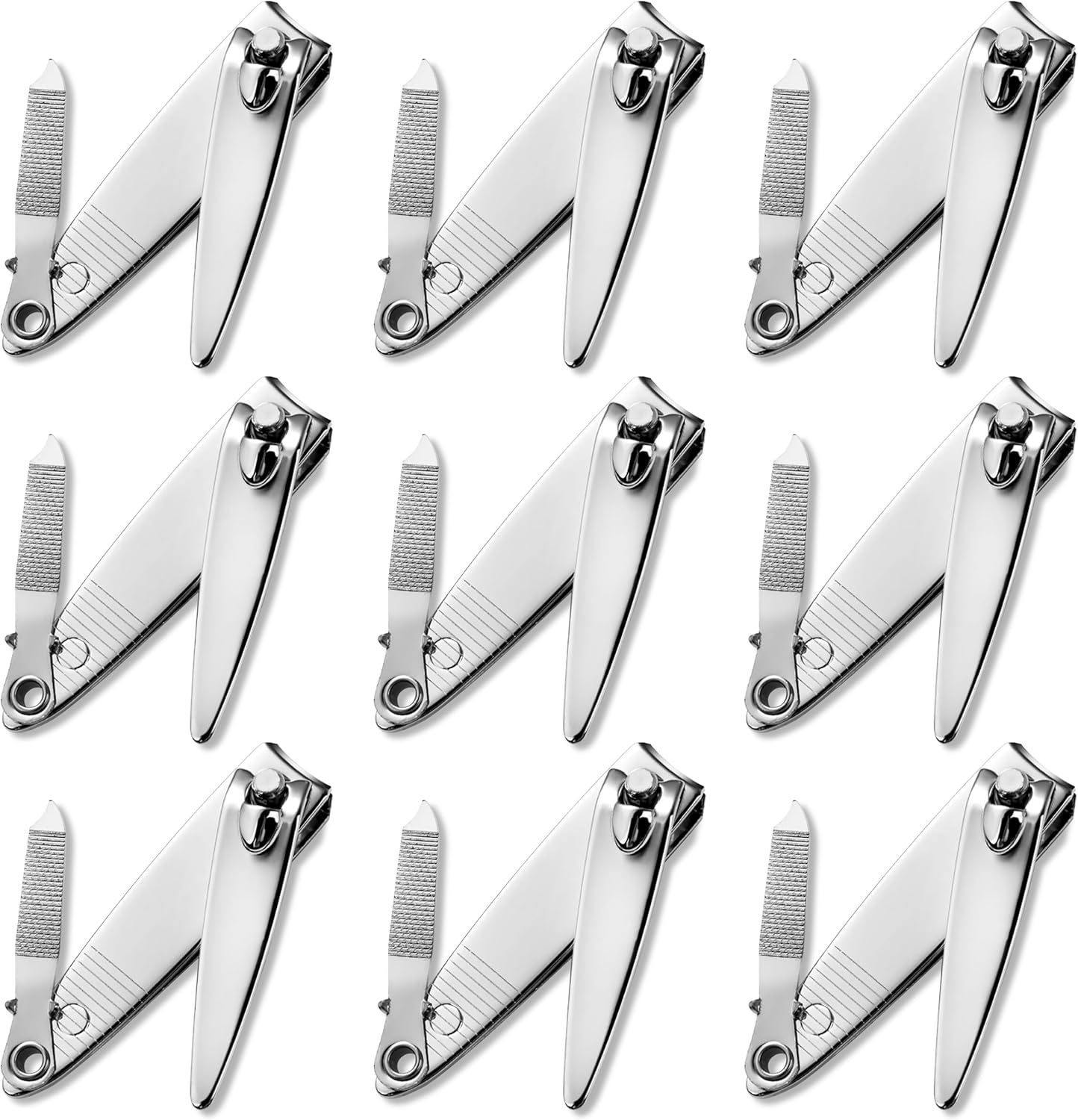 Nail Clippers with File Bulk - 24 Pack Multipack for Women & Men, Swing-Out Nail Cleaner, 2.36-Inch Fingernail Clippers Attached Filer, Durable Small Mini Clippers Bulk (24 Count)