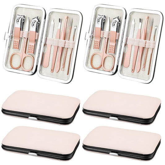 Hanaive 6 Set Manicure Set 48Pcs Nail Clippers Pedicure Kit 8 in 1 Stainless Steel Grooming Kit Professional Nail Care Tools with Luxurious Travel Case for Men Women Gift(Rose Gold)