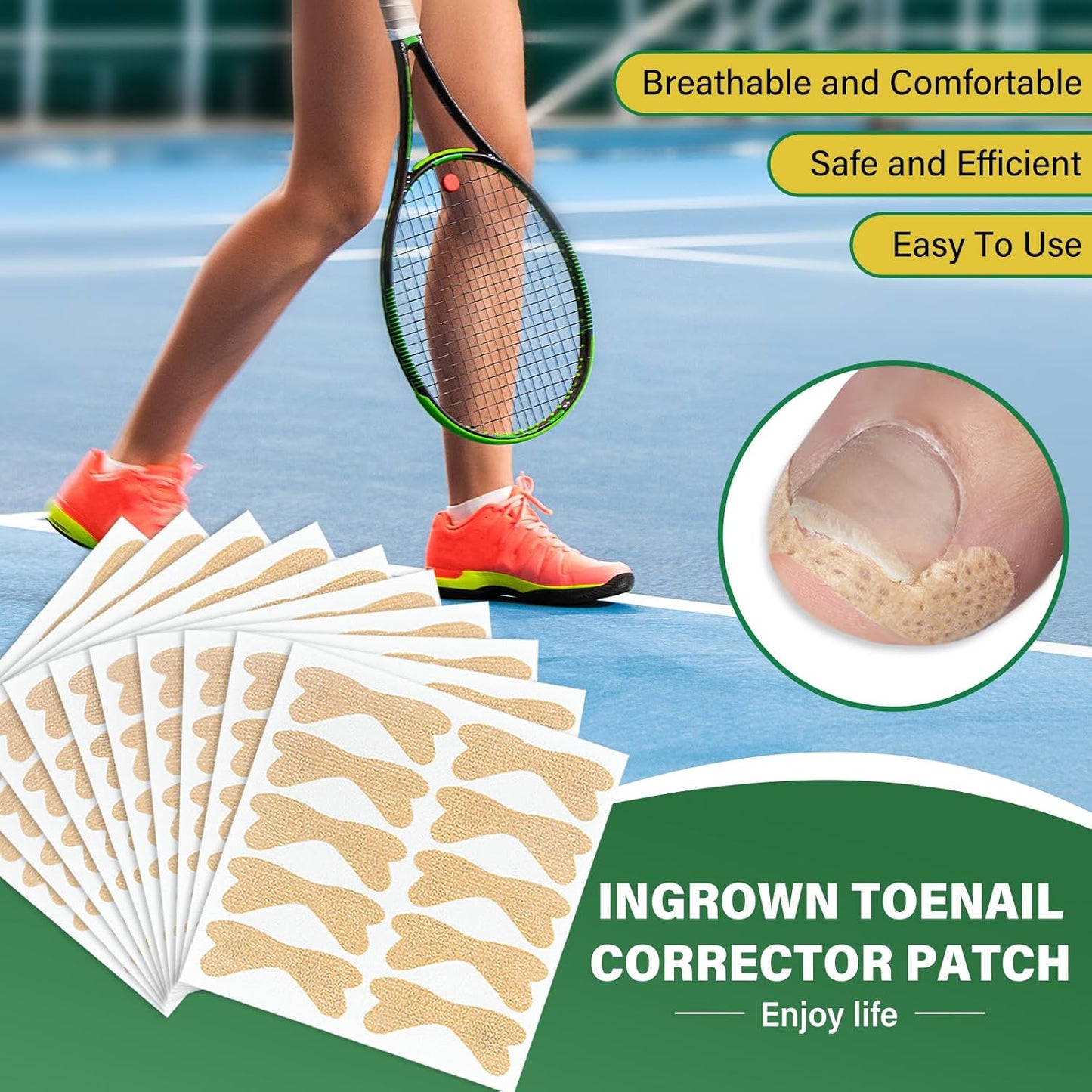 Ingrown Toenail Treatment,100 Pcs Breathable Ingrown Toenail Strips-Toenail Lifter and Small Scissors, Painless Ingrown Toenail Tool, Professional Pedicure for Ingrown Toenail, Toenail Corrector Patch
