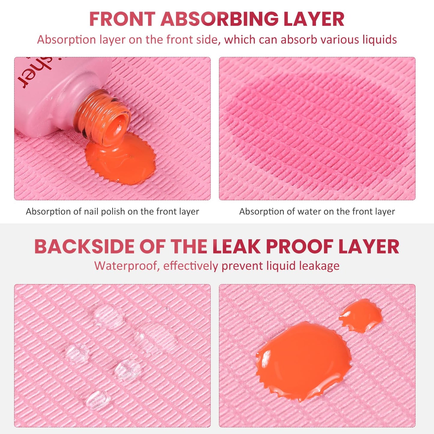 Etercycle Disposable Nail Mats - 20Pcs Fordable Nail Art Table Mats for Table Acrylic Nail Practice Sheet, 3 Ply Waterproof 13" X 18" Clean Pads Nail Art Accessories (Pink)
