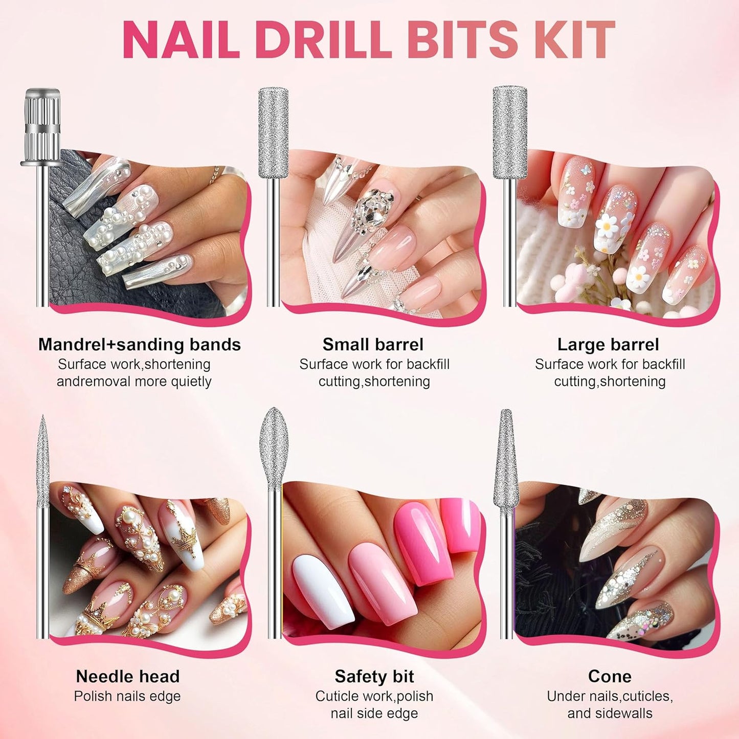 20000RPM Professional Electric Nail File Kit, 156pcs Sanding Bands and Nail Drill Bits for Acrylic, Gel Nail Manicure Gel Nail Polish Remover (Pink)