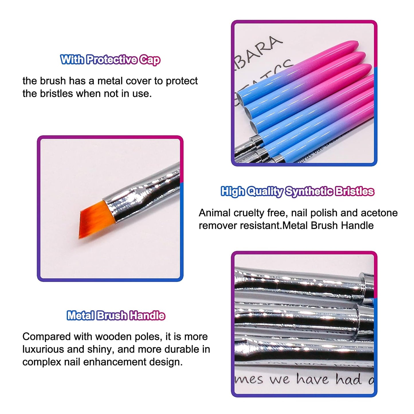 SILPECWEE 1pc Kolinsky Angled Nail Brushes, Cleaning Polish Mistake, Builder Gel, Acrylic Remover & Design Pen, Nail Clean Up Brush Nail Art Brushes Manicure Brushes Tools