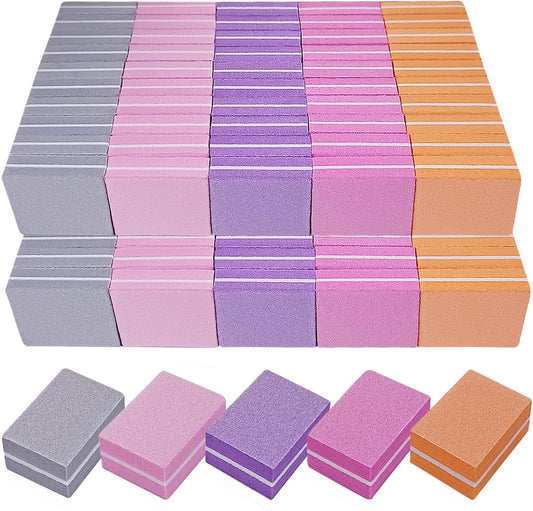 Nail Buffers (100 Pack), Mini Buffer Block Nail File for Acrylic Nails and Natural Nails, 100/180 Grit Nail Buffer Block Bulk Buffing Blocks for Nail Buff Professional Manicure File Blocks Mix Color
