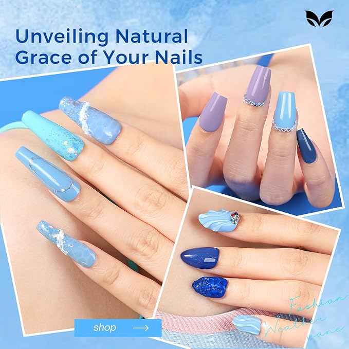 Morovan Blue Nail Polish Set: Light Navy Royal Blue Nail Polish Pack Quick Air Dry Baby Sky Cobalt Mini Toe Bulk DIY Art Salon Summer Gift for Women