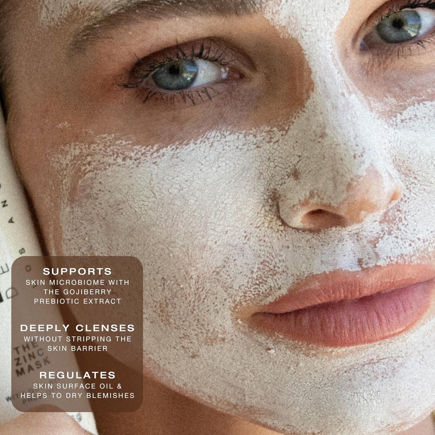 biba de sousa The Zinc Mask with Goji Berry Prebiotic - Gentle Pore Purifying Facial Mask - For all Skin Types & Tones - Microbiome Support - Superfruit Blend (2oz)