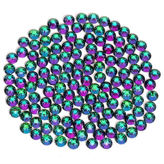 Novani Rhinestones 3000Pcs Flatback Crystal Round Loose Gemstones Glass Rhinestones for Crafts Makeup Nail Art Clothes Shoes DIY Decorations(SS6, 1.9-2.0mm,Green Flame)