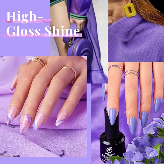 Beetles Winter Gel Polish Purple Gel Nail Polish Periwinkle Color 15ml Soak Off Uv Lamp Nail Art Manicure Salon Design DIY Home Gift for Women Girls