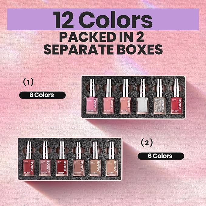 Beetles Nail Polish Set - 12 Colors Jelly Pink Quick Dry Nail Polish Glitter Nail Polish Kit Air Dry Serenely Chic Fingernail Polish Diy Nail Art Christmas Set Home