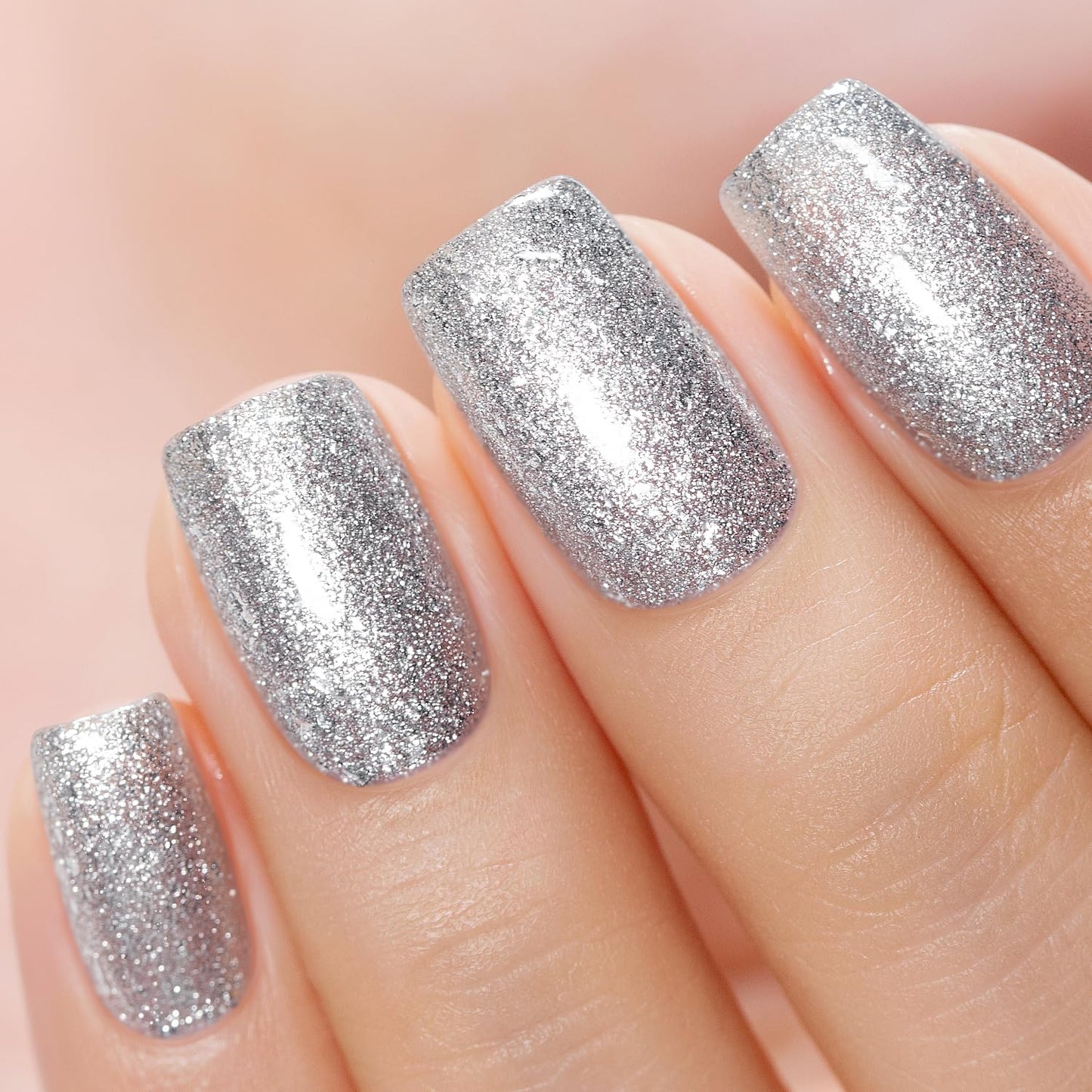 RARJSM Glitter Gel Nail Polish Platinum Silver Shiny Metallic Silver Diamond Gel Polish Sparkly Chunky Pigments Nail Gelpolish Soak off L e d UV Curing Required for Nail Art Salon Manicure Christmas