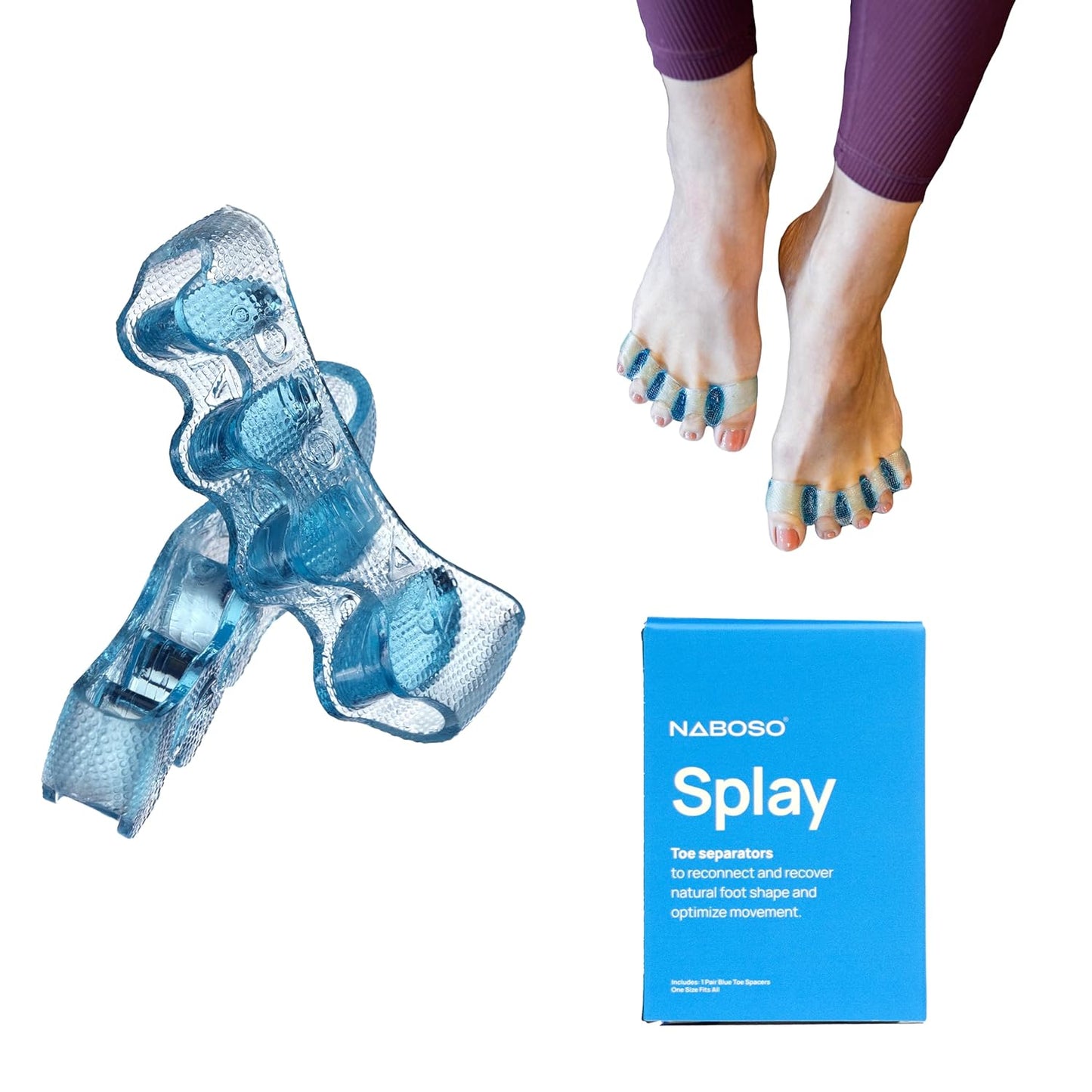 NABOSO Splay Gel Toe Stretcher, Separator - Blue (Version 1.0)