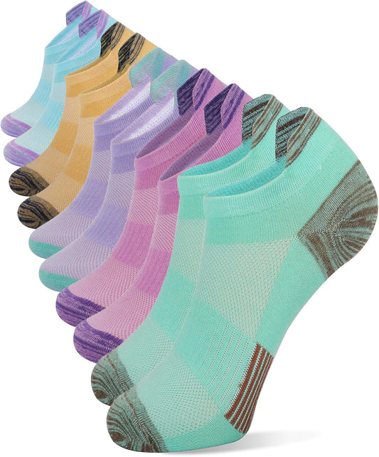 Henwarry Women's 10 Pairs Athletic Running Low Cut Socks Thin Cotton Soft Ankle Tab Socks