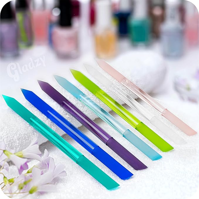 Glass Cuticle Pusher by GLADZY - Manicure Stick, Genuine Czech Quality, Professional Precision Filing Cuticle Remover, Abrasive Surface Never Wears Out