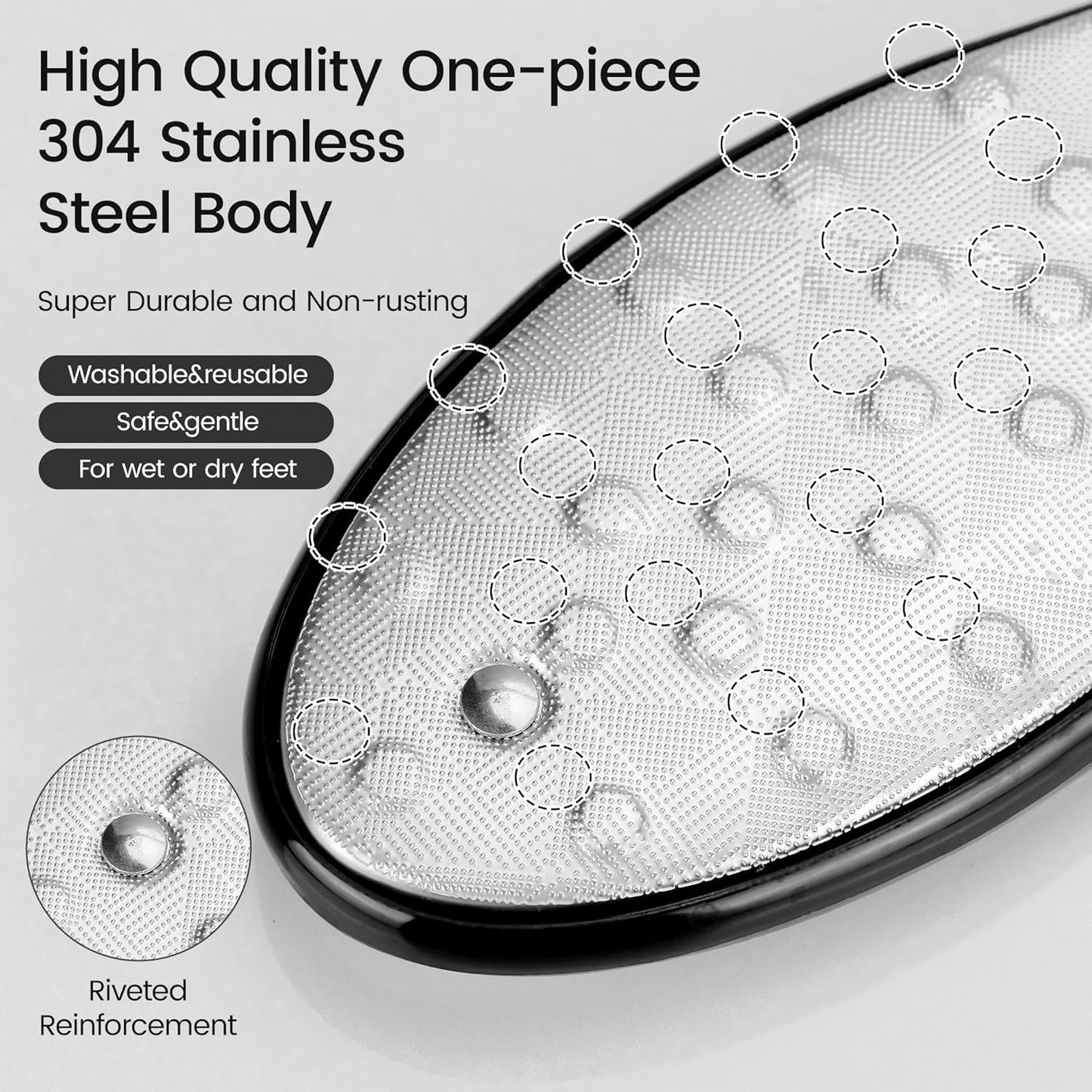YTD likomey Stainless Steels Foot File,1 Pcs One Piece Molding Coarse Fine Double Sided Super Durable Foot Scrubber,for Wet or Dry Feet Callus Dead Skin Hard Skin Pedicure Remover Tool