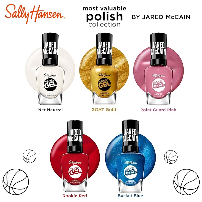Sally Hansen Miracle Gel™ x Jared McCain, Rookie Red, Long Lasting, Gel-Like Formula, No UV Lamp Needed, Red Nail Polish