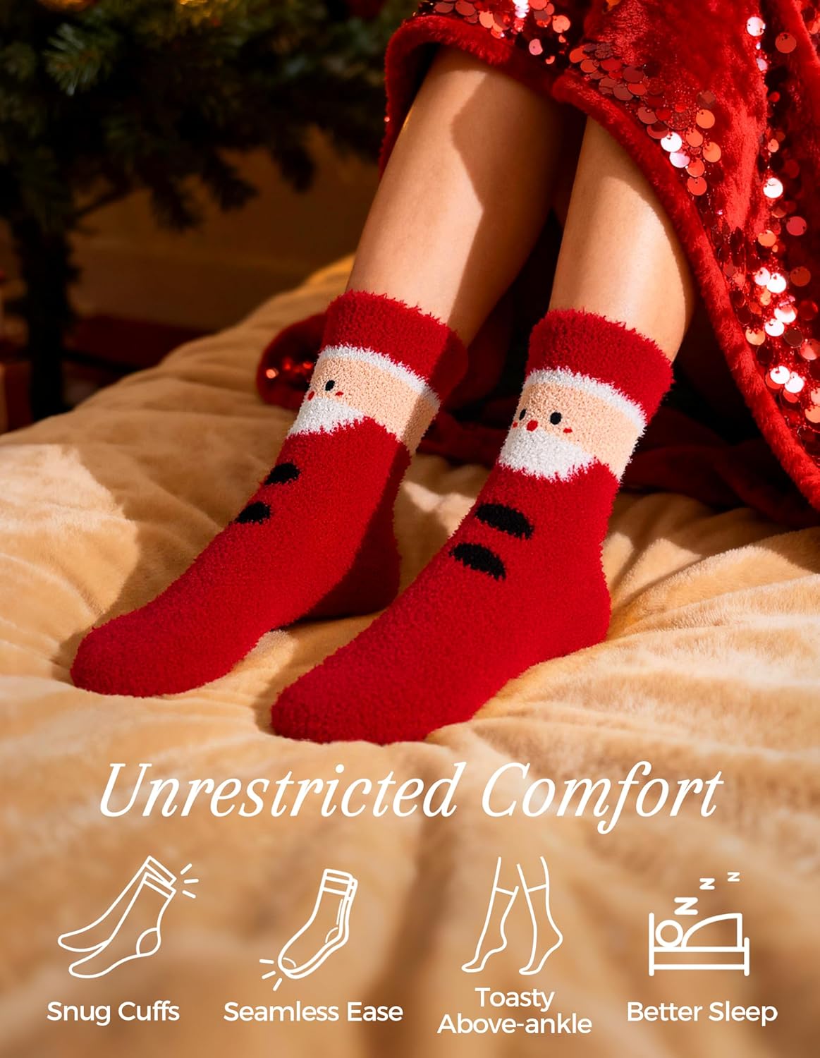 TEHOOK Warm & Cozy Gifts for Women, Stocking Stuufers, Fluffy Fuzzy Plush Sleeping Slipper Socks - Soft Warm Fabric